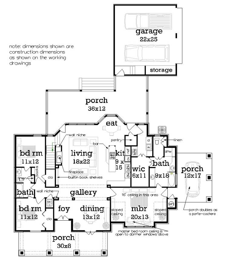 Main Level Floor Plan image of high hampton - 1919 House Plan
